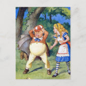 Alice trifft Tweedledee im Wunderland Postkarte (Vorderseite)