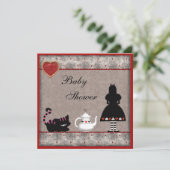 Alice- u. Cheshire-Katzen-Baby-Duschen-Tee-Party Einladung (Stehend Vorderseite)