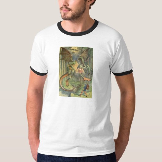 Alice u. das Jabberwocky in farbenreichem T-Shirt (Vorderseite)