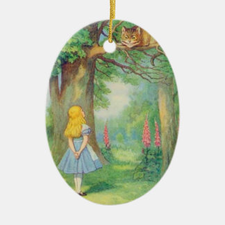 Alice u. die Cheshire-Katzen-Farbe Keramikornament