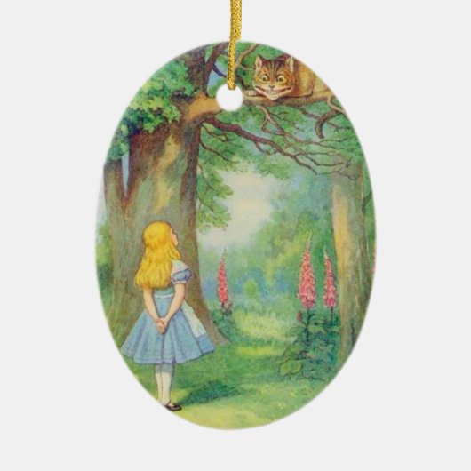 Alice u. die Cheshire-Katzen-Farbe Keramikornament (Vorne)