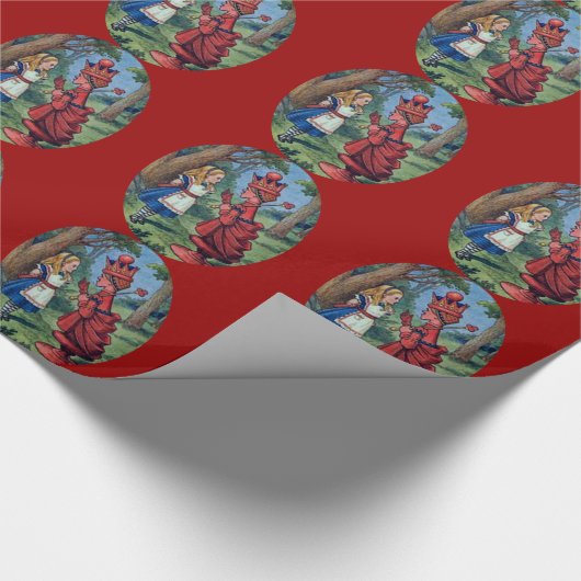 Alice u. die rote Königin mit Ziegeln gedeckt Geschenkpapier (Ecke)