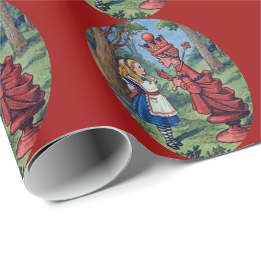 Alice u. die rote Königin mit Ziegeln gedeckt Geschenkpapier (Rolleneckpunkt)