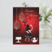 Alice- u. Flamingo-Vögel u. Käfig-Brautparty Einladung (Stehend Vorderseite)