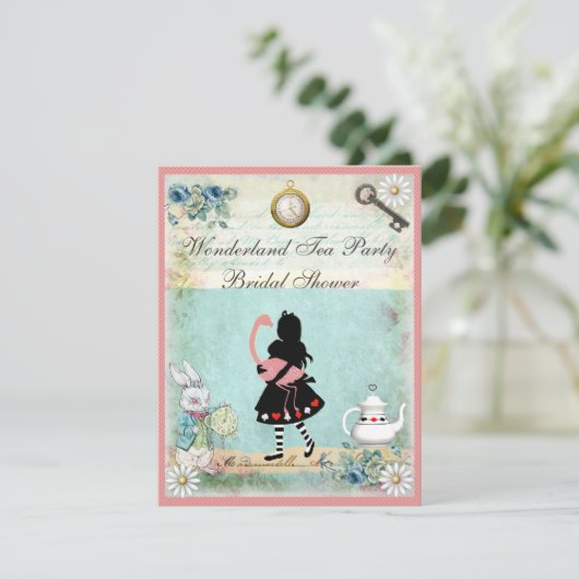 Alice u. rosa Flamingo-Brautparty Einladung (Stehend Vorderseite)