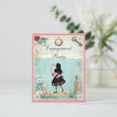 Alice u. rosa Flamingo-Verlobungs-Party Einladung (Stehend Vorderseite)