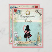 Alice u. rosa Flamingo-Verlobungs-Party Einladung (Vorne/Hinten)