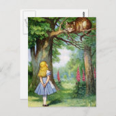 ALICE UND CHESHIRE CAT POSTKARTE (Vorne/Hinten)