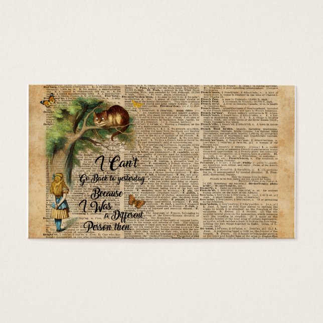 Alice und Cheshire Cat Quote Dictionary Art (Vorderseite)