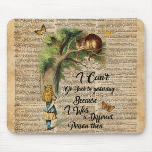 Alice und Cheshire Cat Zitat Wörterbuch Kunst Mousepad