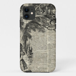 Alice- und Cheshire-Schablonen-Kunst auf altes Case-Mate iPhone Hülle