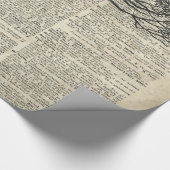 Alice- und Cheshire-Schablonen-Kunst auf altes Geschenkpapier (Ecke)