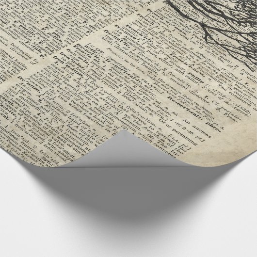 Alice- und Cheshire-Schablonen-Kunst auf altes Geschenkpapier (Ecke)