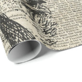 Alice- und Cheshire-Schablonen-Kunst auf altes Geschenkpapier (Rolleneckpunkt)