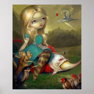 Alice und das Bosch Birds ART PRINT Wunderland Poster