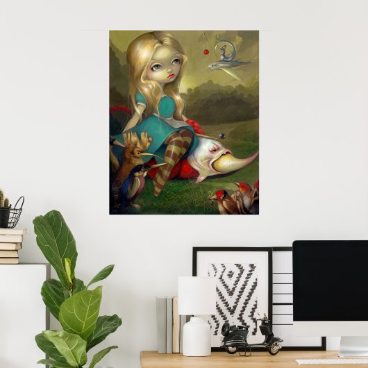 Alice und das Bosch Birds ART PRINT Wunderland Poster (Heimbüro)