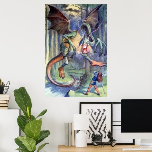 Alice und das Jabberwocky Full Color Poster (Heimbüro)
