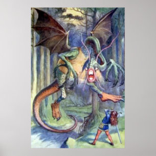 Alice und das Jabberwocky Full Color Poster