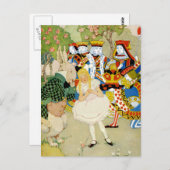 Alice und das Kaninchen am Hof der Königin der Her Postkarte (Vorne/Hinten)