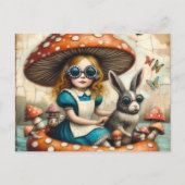 Alice und das Kaninchen auf einer Floattour Postkarte (Vorderseite)