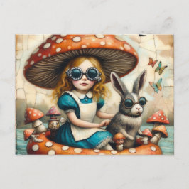 Alice und das Kaninchen auf einer Floattour Postkarte