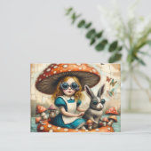 Alice und das Kaninchen auf einer Floattour Postkarte (Stehend Vorderseite)