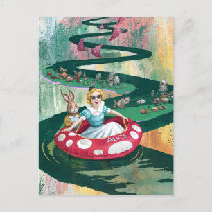 Alice und das Kaninchen Retro-Collage-Kunst Postkarte