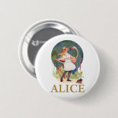 ALICE UND DAS PINK FLAMINGO SPIELEN CROQUET BUTTON (Vorne & Hinten)