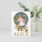 ALICE UND DAS PINK FLAMINGO SPIELEN CROQUET POSTKARTE (Stehend Vorderseite)