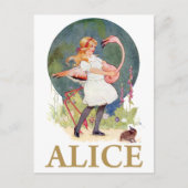 ALICE UND DAS PINK FLAMINGO SPIELEN CROQUET POSTKARTE (Vorderseite)