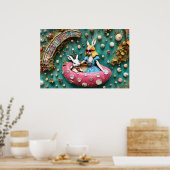 Alice und das weiße Kaninchen auf einer Floattour Poster (Küche)