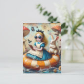 Alice und das Weiße Kaninchen, die den Fluss hinun Postkarte (Stehend Vorderseite)