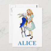 Alice und das weiße Kaninchen im Wunderland Postkarte (Vorne/Hinten)
