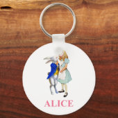 Alice und das weiße Kaninchen im Wunderland Schlüsselanhänger (Vorderseite)