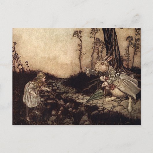 Alice und das weiße Kaninchen Postkarte (Vorderseite)