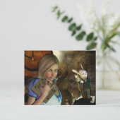 Alice und das weiße Kaninchen Postkarte (Stehend Vorderseite)