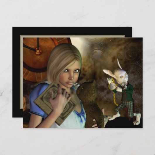 Alice und das weiße Kaninchen Postkarte (Vorne/Hinten)