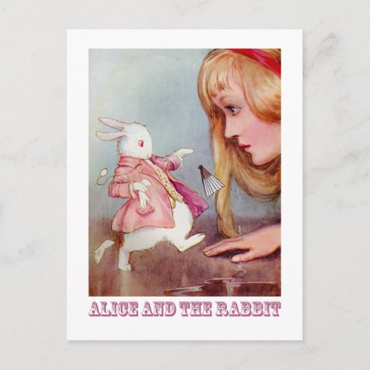 ALICE UND DAS WEISSE RABBIT POSTKARTE (Vorderseite)