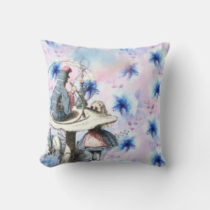Alice und der blaue Blumen-Raupe Kissen