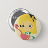 Alice und der Flamingo-Buttonknopf Button (Vorne & Hinten)