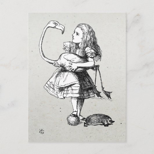 Alice und der Flamingo Postkarte (Vorderseite)