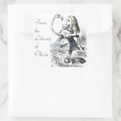 Alice und der Flamingo Quadratischer Aufkleber (Tasche)