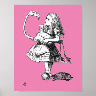 Alice und der Flamingo (rosa bkgrd) Poster