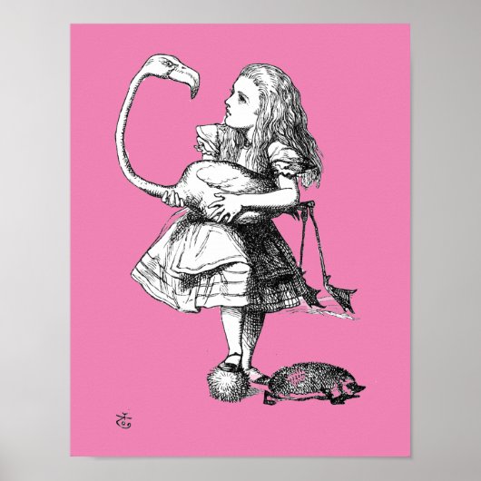 Alice und der Flamingo (rosa bkgrd) Poster (Vorne)