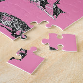 Alice und der Flamingo (rosiger Hintergrund) Puzzle (Seite)