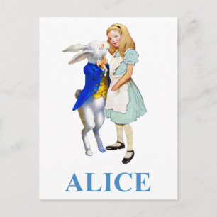 Alice und der weiße Hase in Wonderland Postkarte