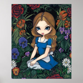 Alice und die Blume Art Print - in Wunderland Poster