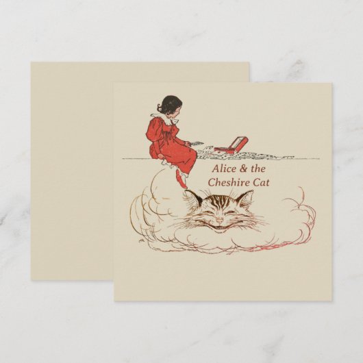 Alice und die Cheshire Cat Flat Card (Vorne/Hinten)
