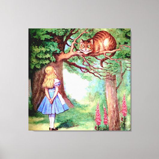Alice und die Cheshire Cat in Wonderland Leinwanddruck (Vorderseite)