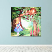 Alice und die Cheshire Cat in Wonderland Leinwanddruck (Insitu (Holzboden))